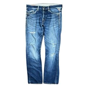 Replay Waitom Faded & Distressed Denim Jeans - 33”